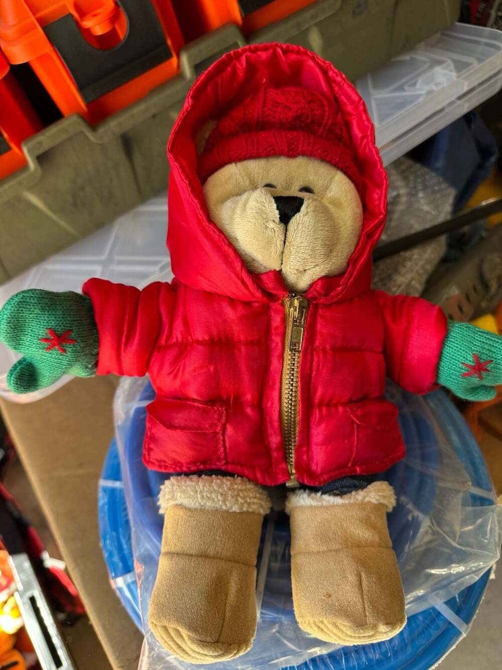 Vintage Starbucks Bearista Bear 2006 Red Parka Winter Plush